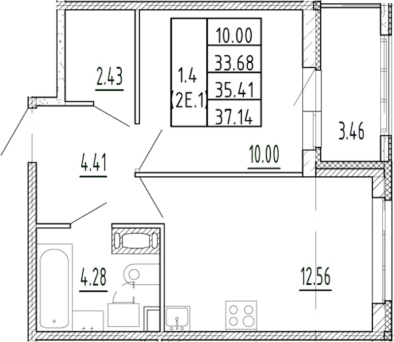 1-комнатная квартира 33.68 м², 2/13 эт., ЖК «Полис Приморский 2»